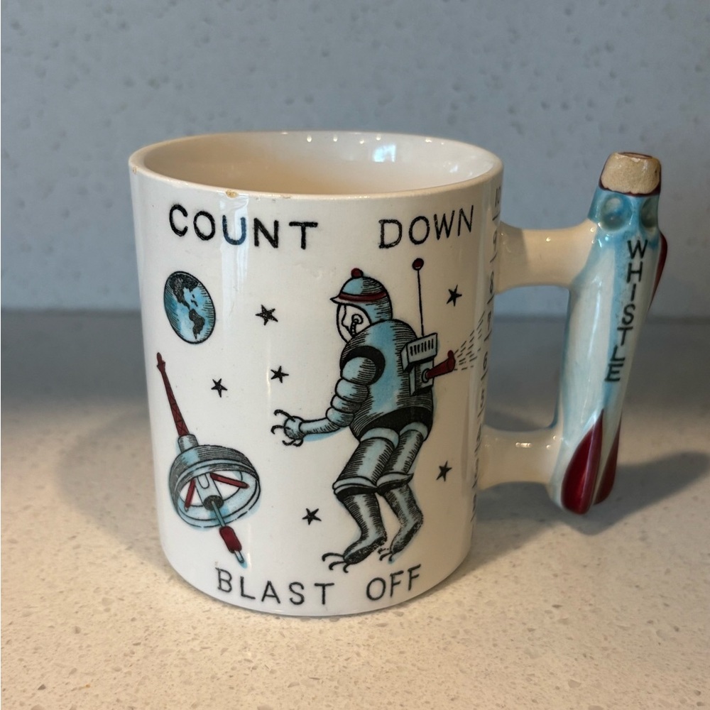 Vintage countdown to blast off mug